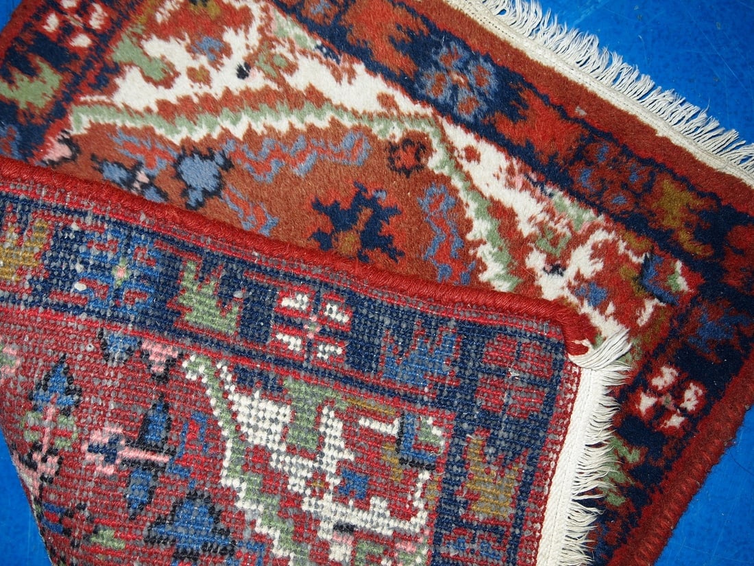 Handmade vintage Persian Hamadan rug 1.6' x 2.3' (50cm x 70cm) 1970s - 7