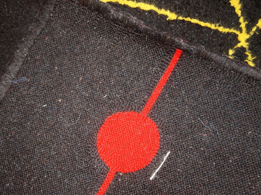 Handmade contemporary ORA French hooked rug 2.4 x 4.7' (73cm x 144cm), 2021 - 12