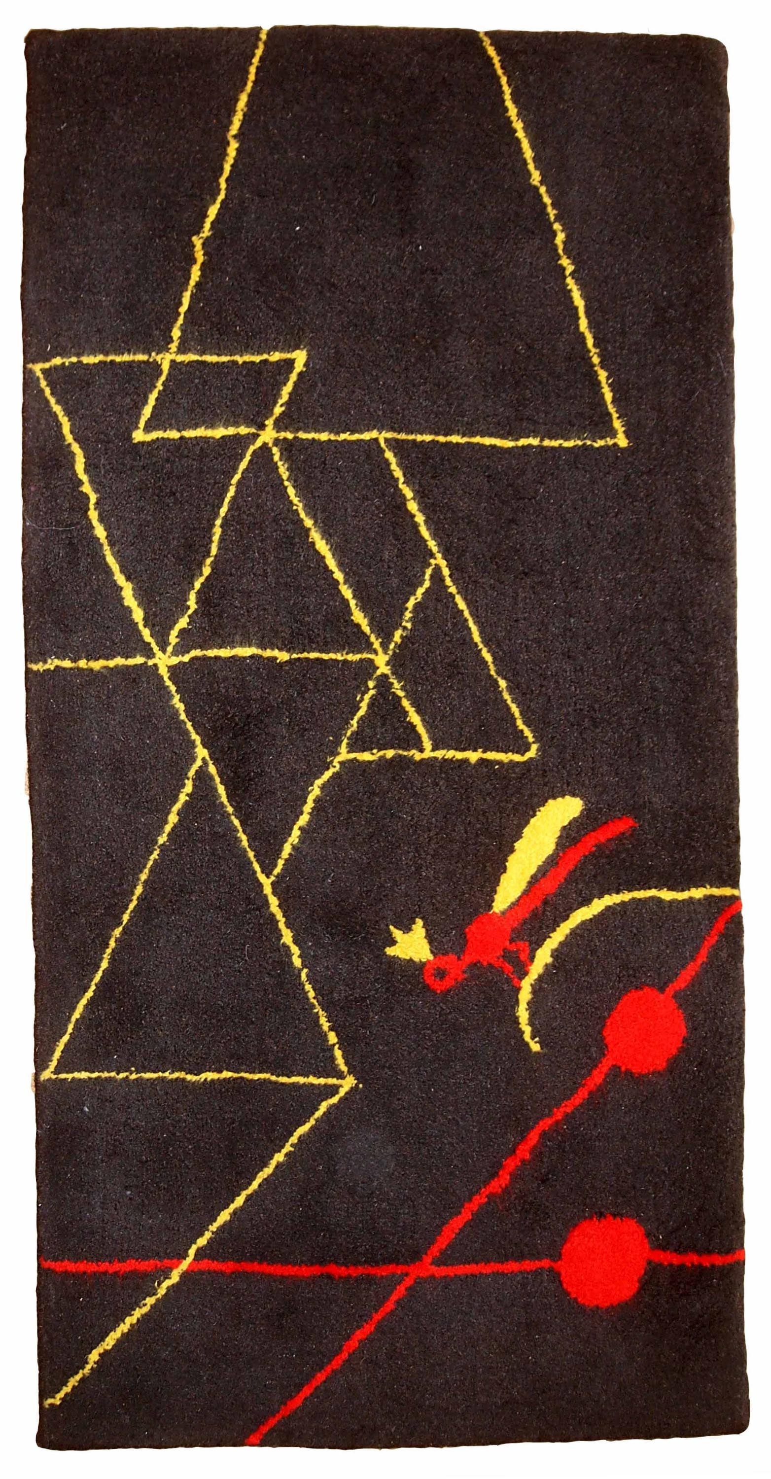 Handmade contemporary ORA French hooked rug 2.4 x 4.7' (73cm x 144cm), 2021 (1 of 14)