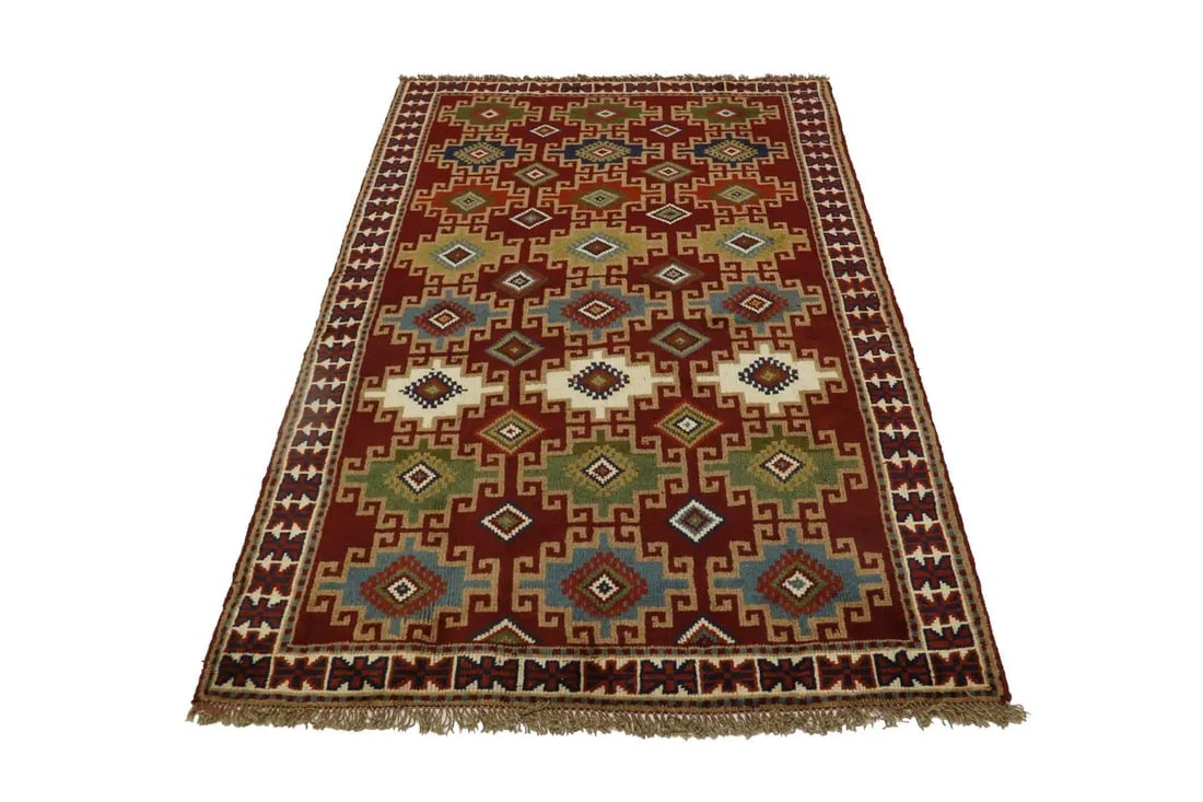 Red Tribal 4X6'5 Ghoochan Persian Rug - 2