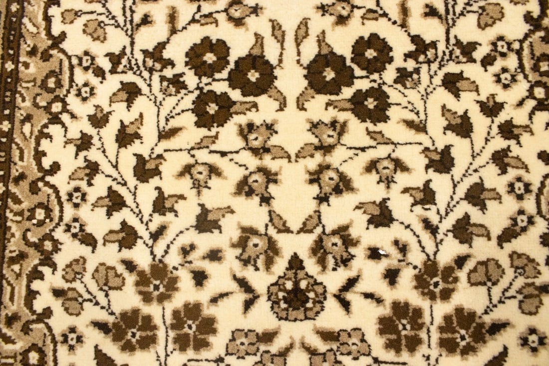 Cream Brown Floral 2'7X9'3 Kirman Oriental Runner Rug - 14