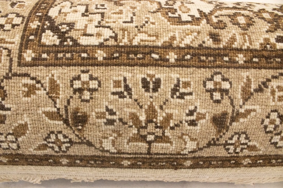 Cream Brown Floral 2'7X9'3 Kirman Oriental Runner Rug - 15