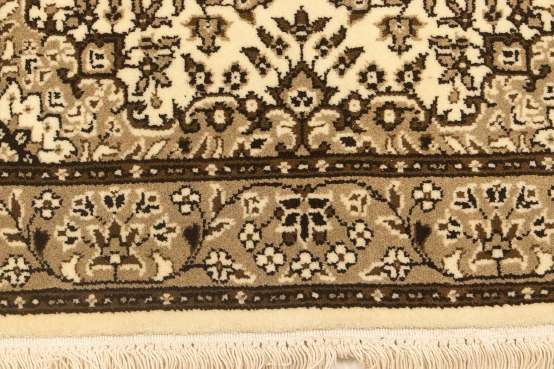 Cream Brown Floral 2'7X9'3 Kirman Oriental Runner Rug - 9