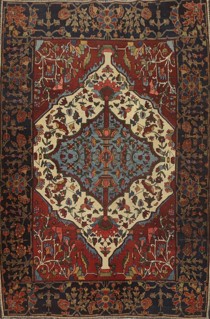 Pre-1900 Vegetable Dye Bakhtiari Shalamzar Persian Rug 5x7 (1 of 13)