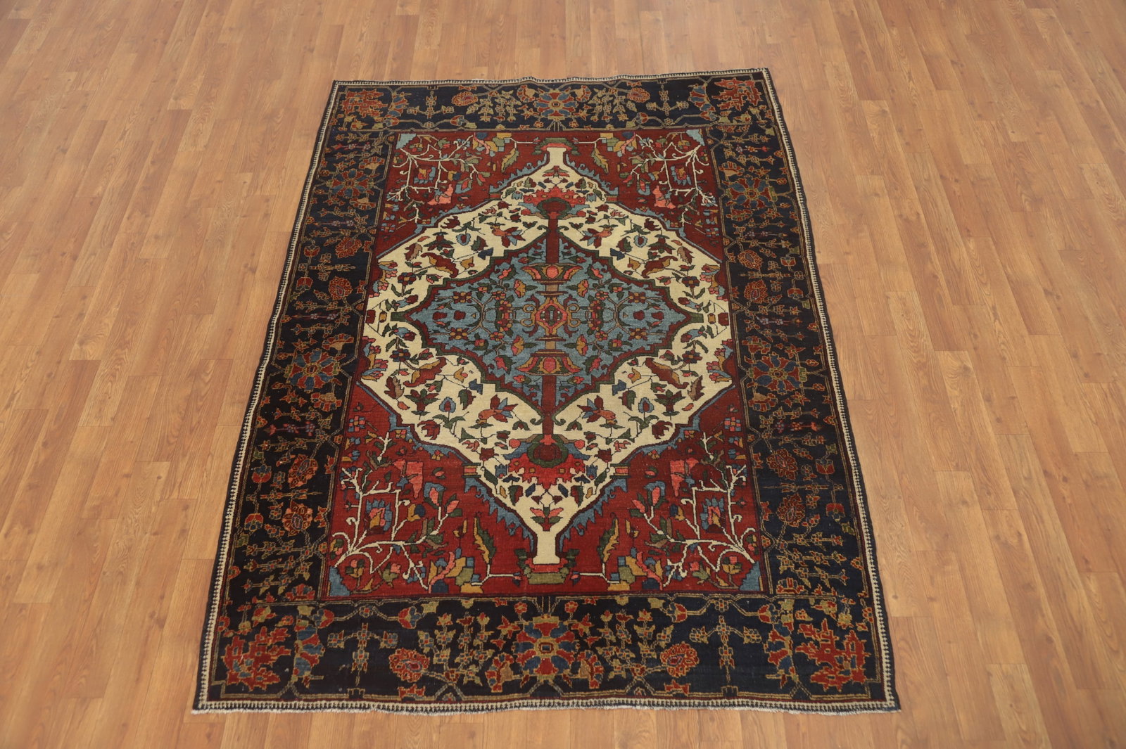 Pre-1900 Vegetable Dye Bakhtiari Shalamzar Persian Rug 5x7 - 2