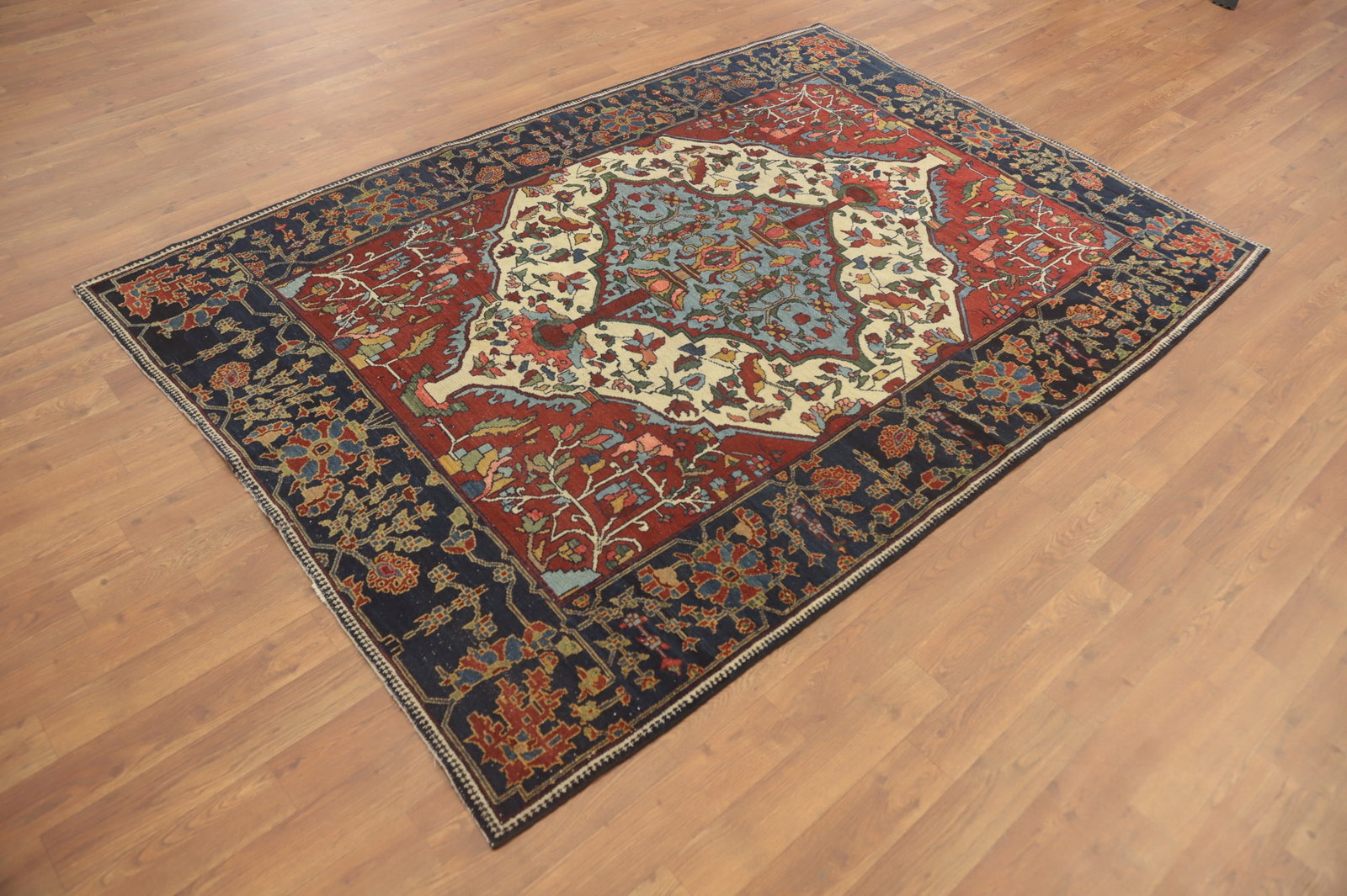 Pre-1900 Vegetable Dye Bakhtiari Shalamzar Persian Rug 5x7 - 4