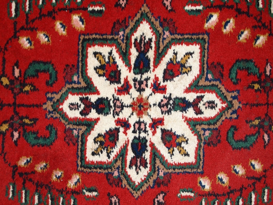 Handmade vintage Persian Hamadan rug 2.2' x 4.4' (70cm x 136cm) 1970s - 3