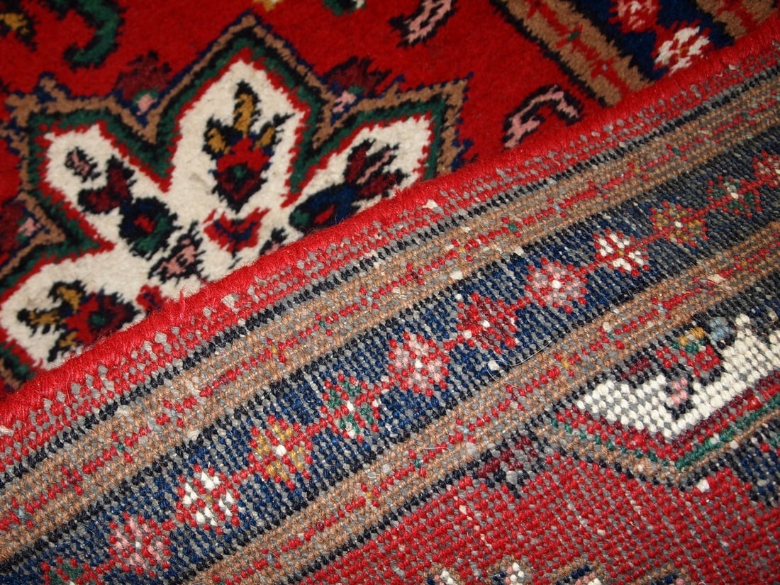 Handmade vintage Persian Hamadan rug 2.2' x 4.4' (70cm x 136cm) 1970s - 9