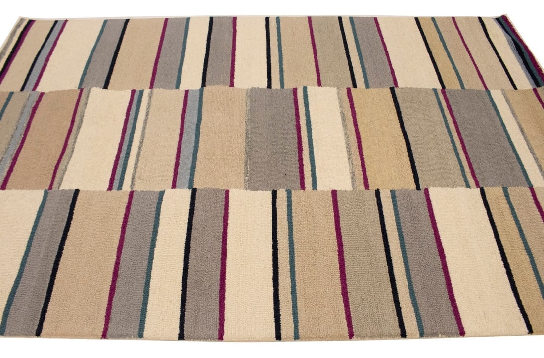 Multicolored Stripes 5X8 Hand-Tufted Modern Rug - 6