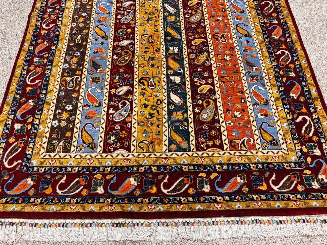 Hand-Knotted Caucasian Paisley Wool Tribal Oriental Area Rug Carpet 6' x 8'8" - 2