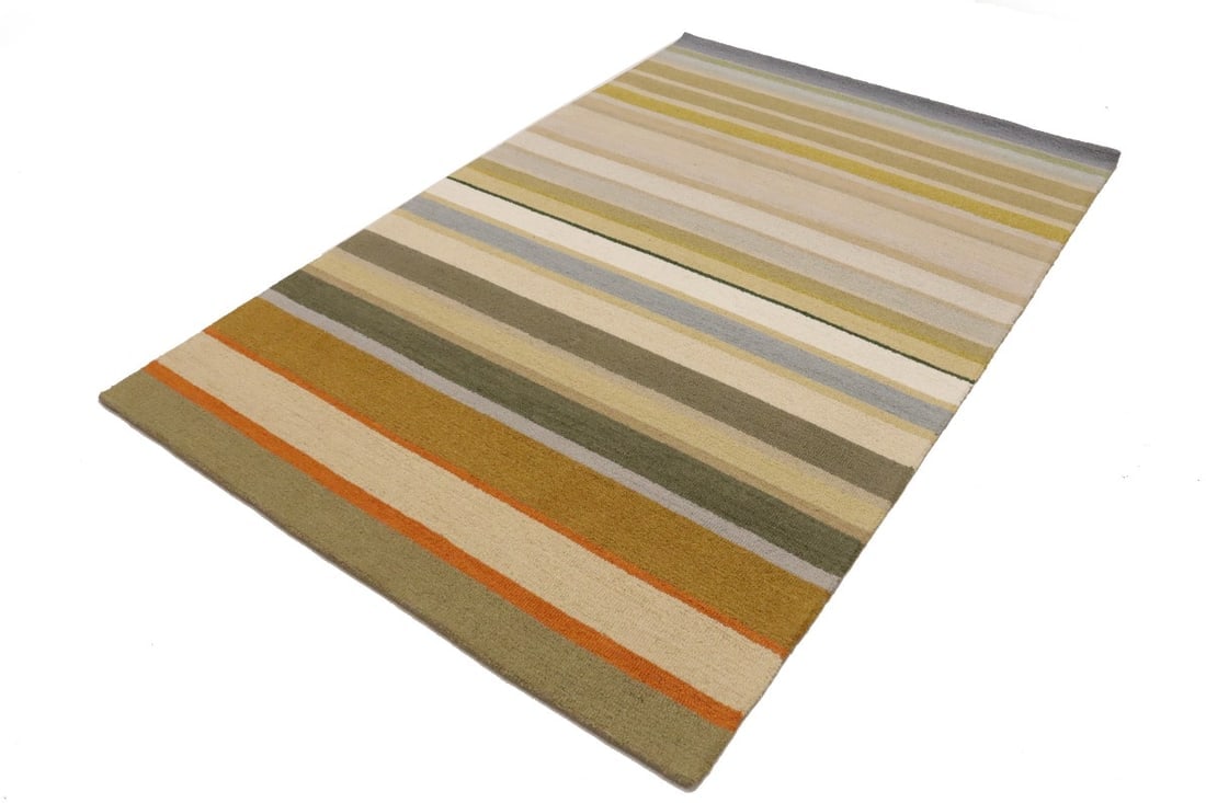 Multicolored Stripes 5X8 Hand-Tufted Modern Rug - 4