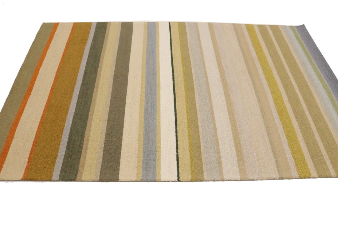Multicolored Stripes 5X8 Hand-Tufted Modern Rug - 5