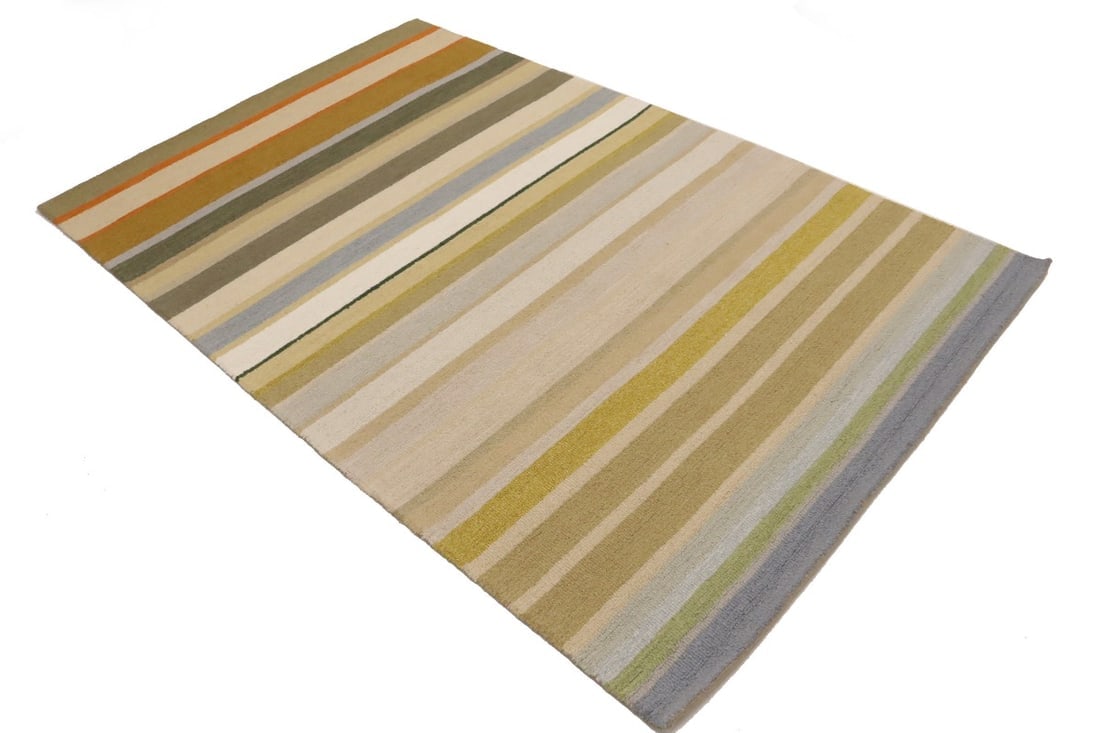 Multicolored Stripes 5X8 Hand-Tufted Modern Rug - 6