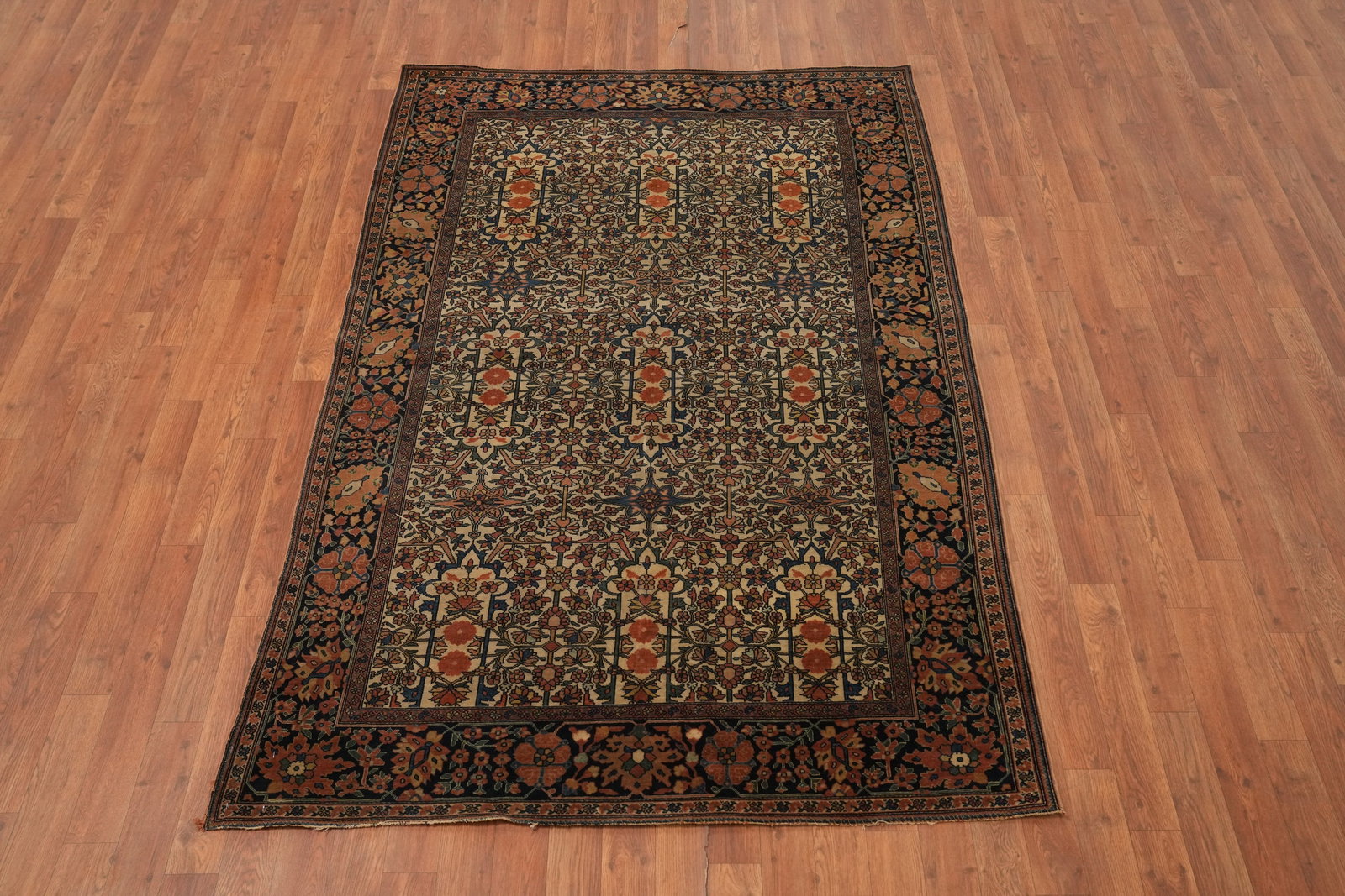 Pre-1900 Vegetable Dye Sarouk Farahan Persian Rug 4x7 - 2