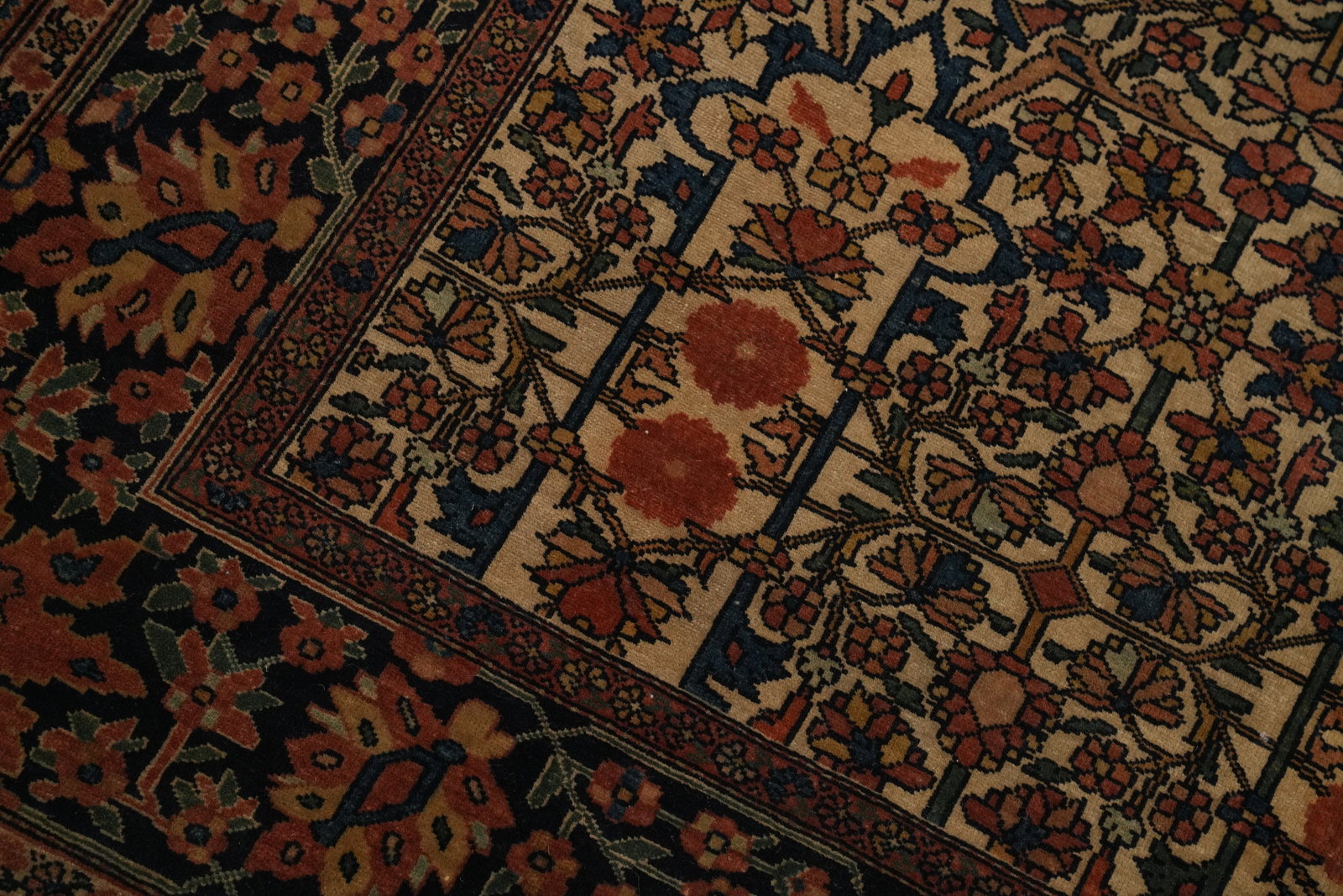 Pre-1900 Vegetable Dye Sarouk Farahan Persian Rug 4x7 - 7