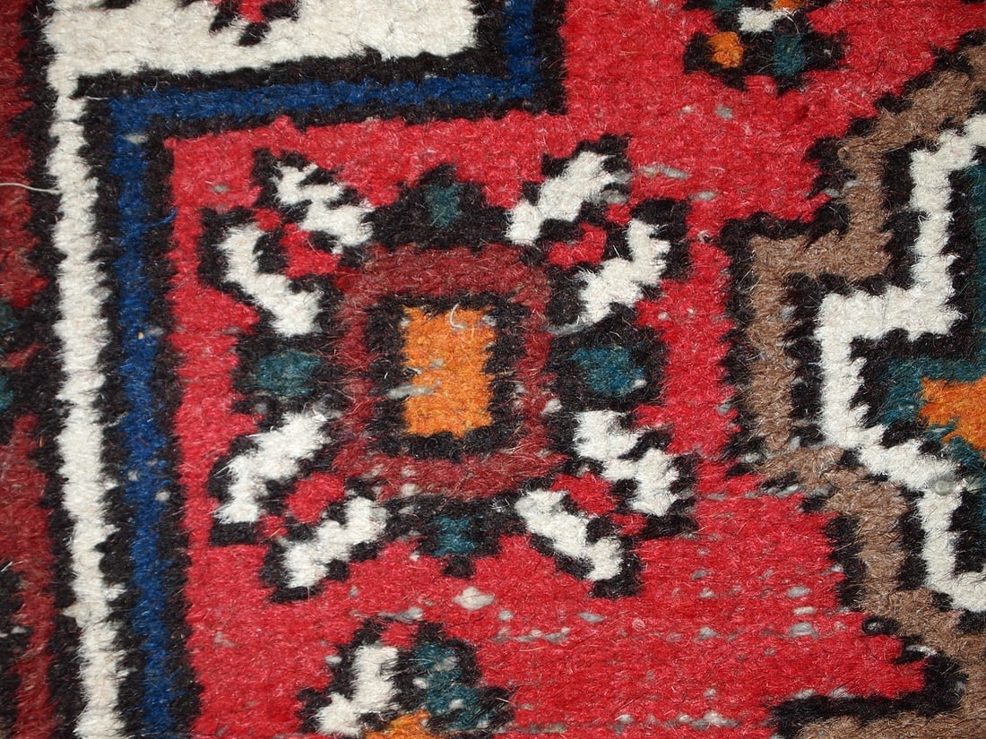 Handmade vintage Persian Hamadan rug 2.4' x 4.6' (75cm x 141cm) 1970s - 6