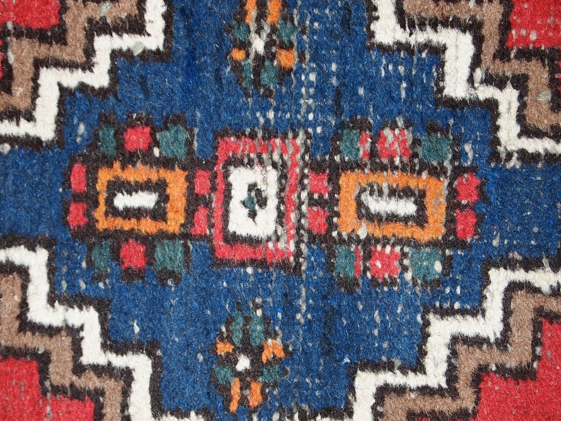 Handmade vintage Persian Hamadan rug 2.4' x 4.6' (75cm x 141cm) 1970s - 7