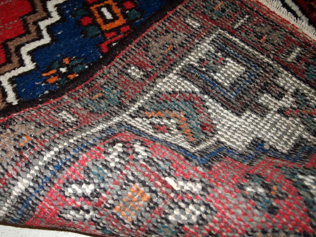 Handmade vintage Persian Hamadan rug 2.4' x 4.6' (75cm x 141cm) 1970s - 9