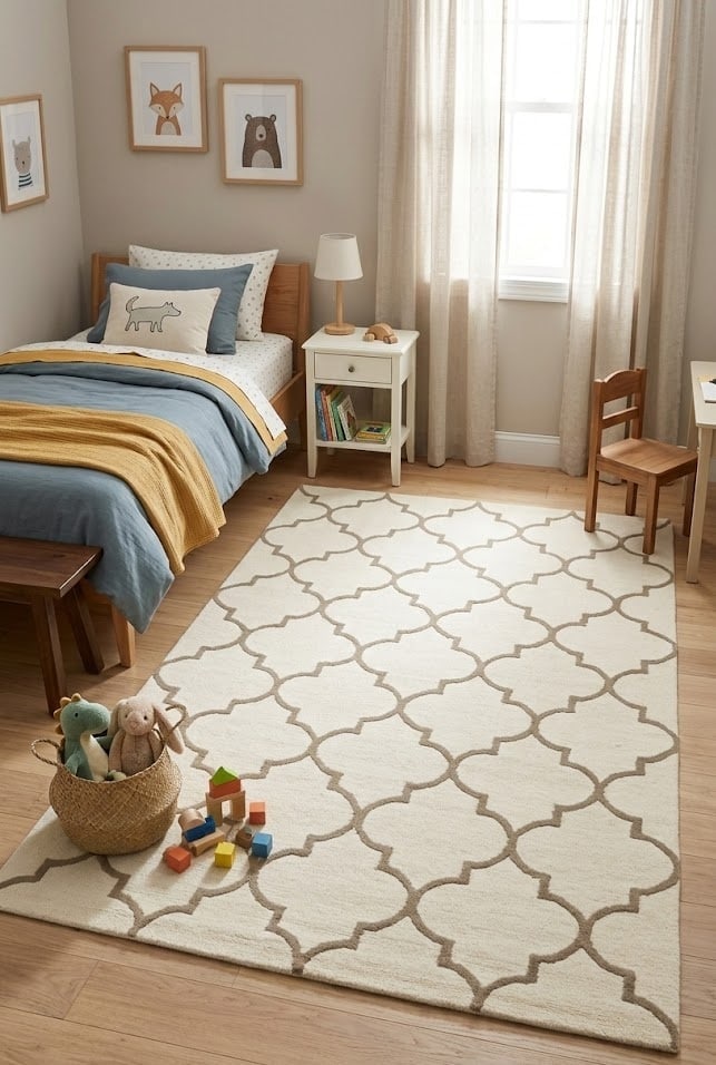 Cream Trellis 5X8 Hand-Tufted Modern Rug - 2
