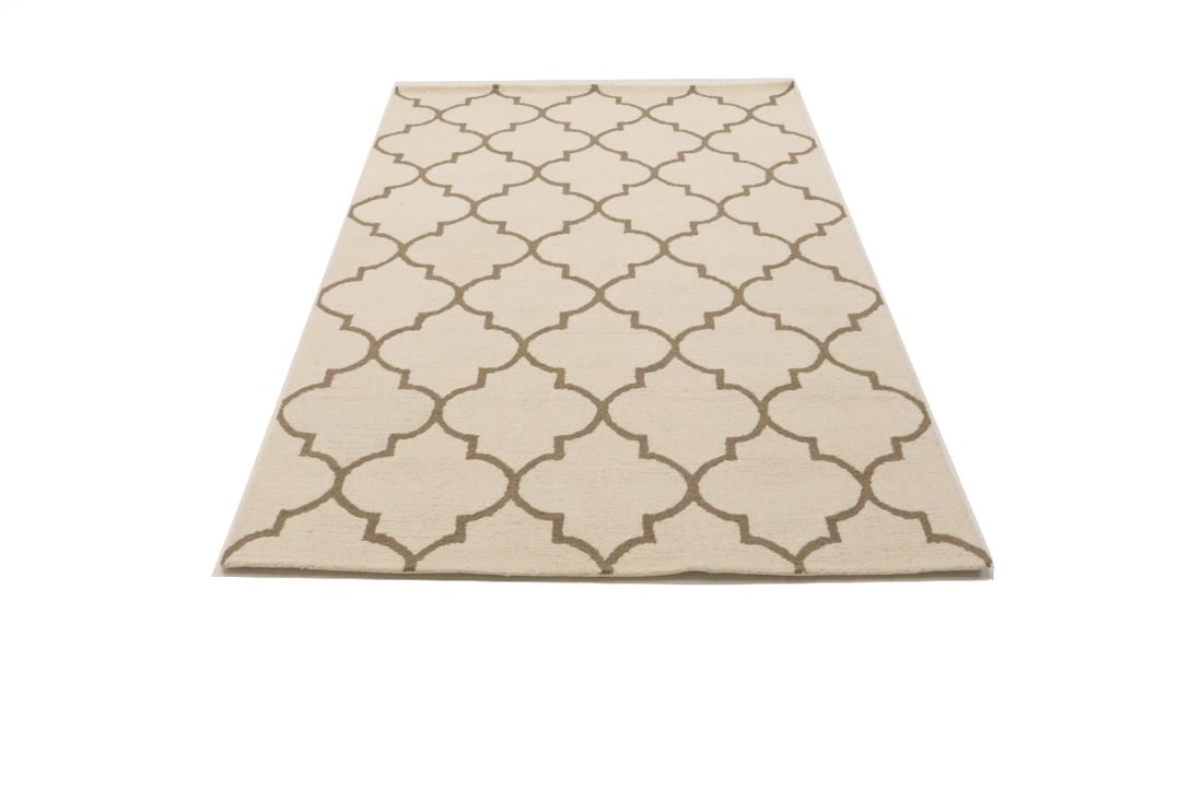 Cream Trellis 5X8 Hand-Tufted Modern Rug - 3