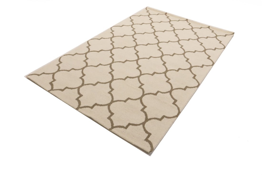 Cream Trellis 5X8 Hand-Tufted Modern Rug - 4