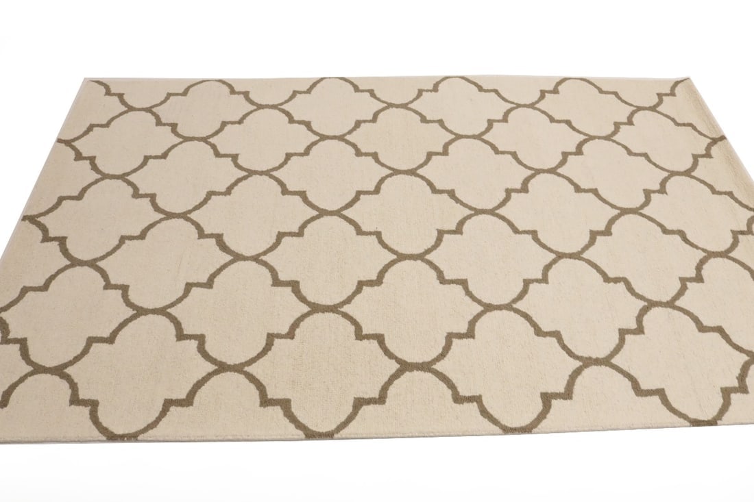 Cream Trellis 5X8 Hand-Tufted Modern Rug - 5