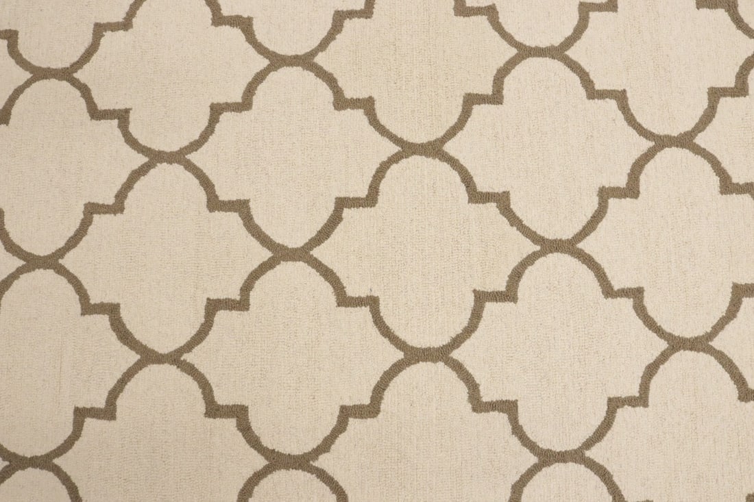 Cream Trellis 5X8 Hand-Tufted Modern Rug - 8
