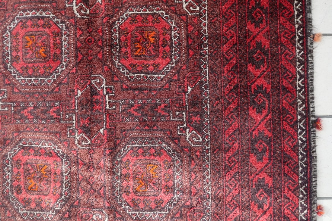 Vintage Afghan Baluch Runner Rug 3.5' x 6.11' - Repetitive Tribal - 5