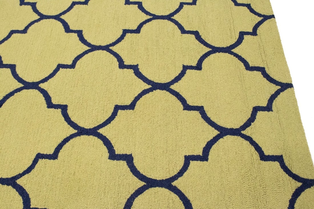 Golden Beige & Plum Trellis 5X8 Hand-Tufted Modern Rug - 10