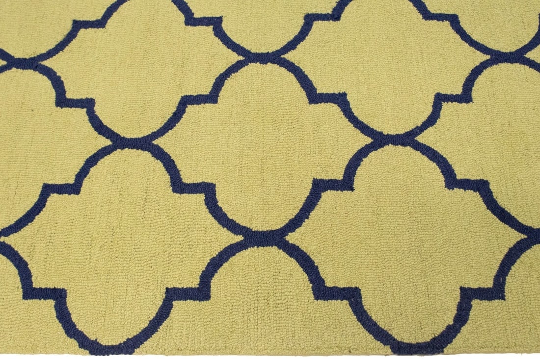 Golden Beige & Plum Trellis 5X8 Hand-Tufted Modern Rug - 11