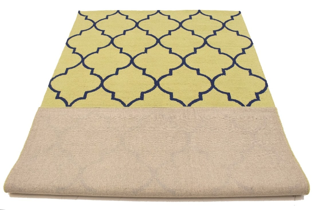 Golden Beige & Plum Trellis 5X8 Hand-Tufted Modern Rug - 15