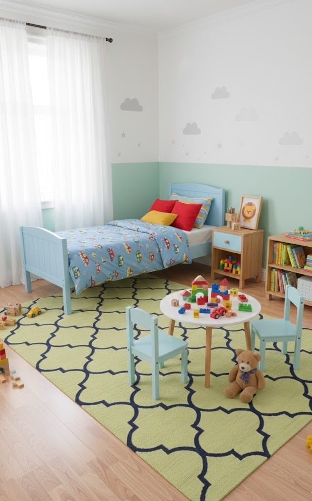 Golden Beige & Plum Trellis 5X8 Hand-Tufted Modern Rug - 2