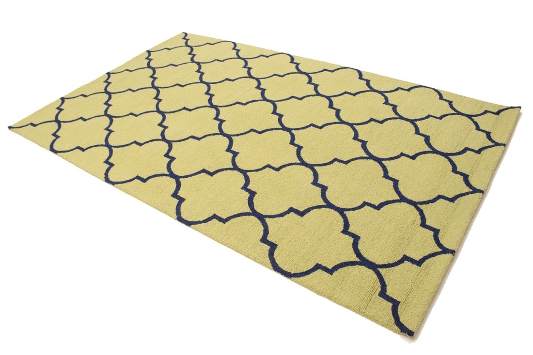 Golden Beige & Plum Trellis 5X8 Hand-Tufted Modern Rug - 4