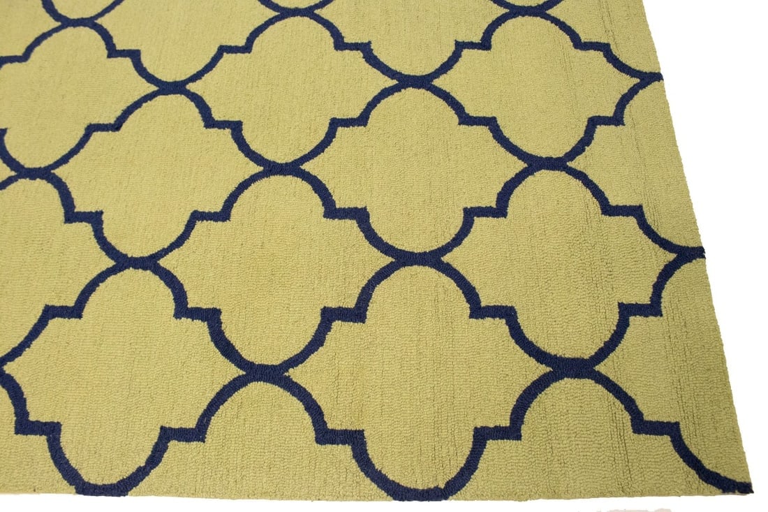Golden Beige & Plum Trellis 5X8 Hand-Tufted Modern Rug - 9