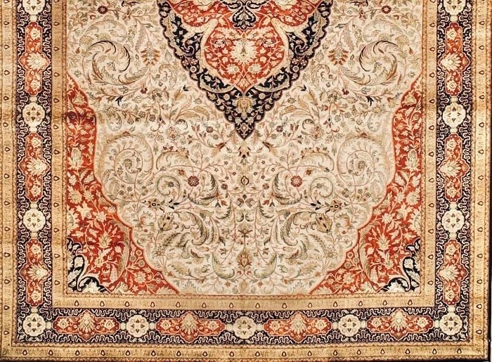 Hand-Knotted IndoPersian Ivory Wool Grand Oriental Rug Carpet 11'11" x 17'5" - 2