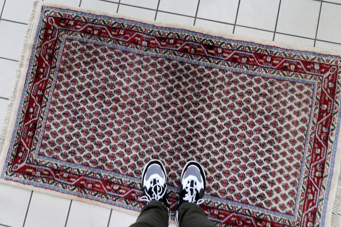 Handmade vintage Indian Seraband rug 3' x 5.3' (94cm x 162cm) 1970s - 8