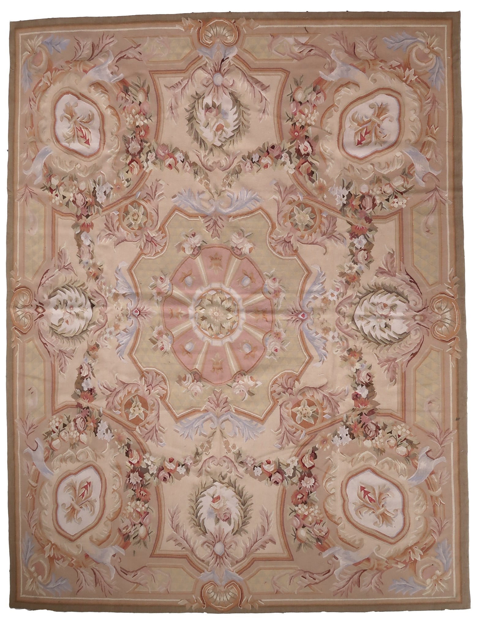 Handmade vintage French Aubusson rug 7.7' x 10.2' (237cm x 313cm) 1970s (1 of 11)