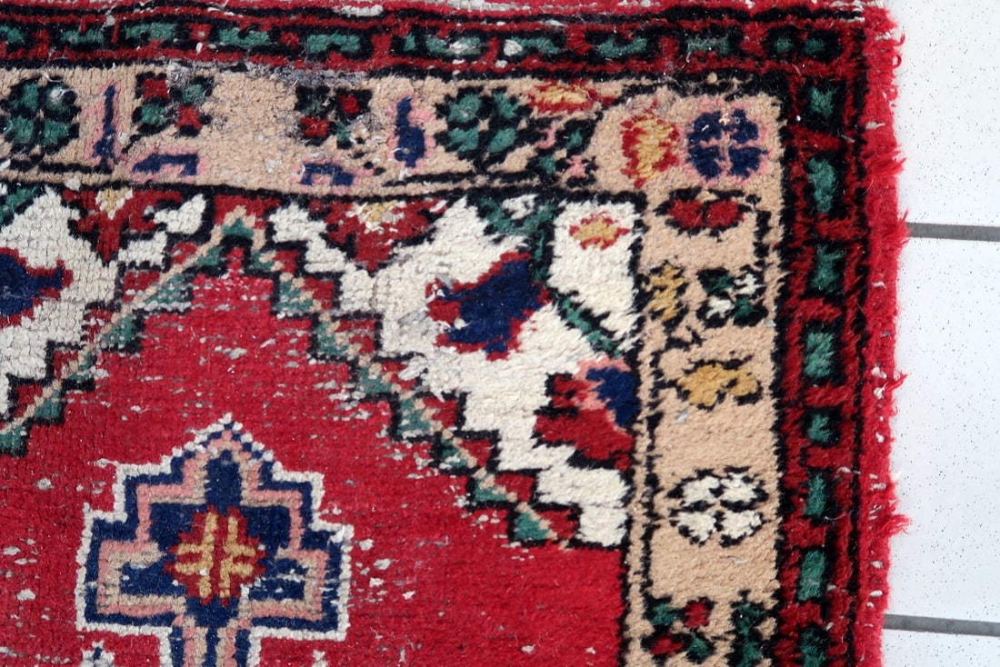 Handmade vintage Persian Hamadan rug 2.1' x 2.9' (65cm x 89cm) 1970s - 4