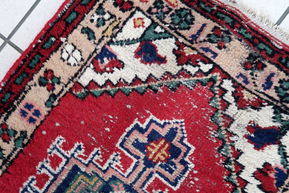 Handmade vintage Persian Hamadan rug 2.1' x 2.9' (65cm x 89cm) 1970s - 5