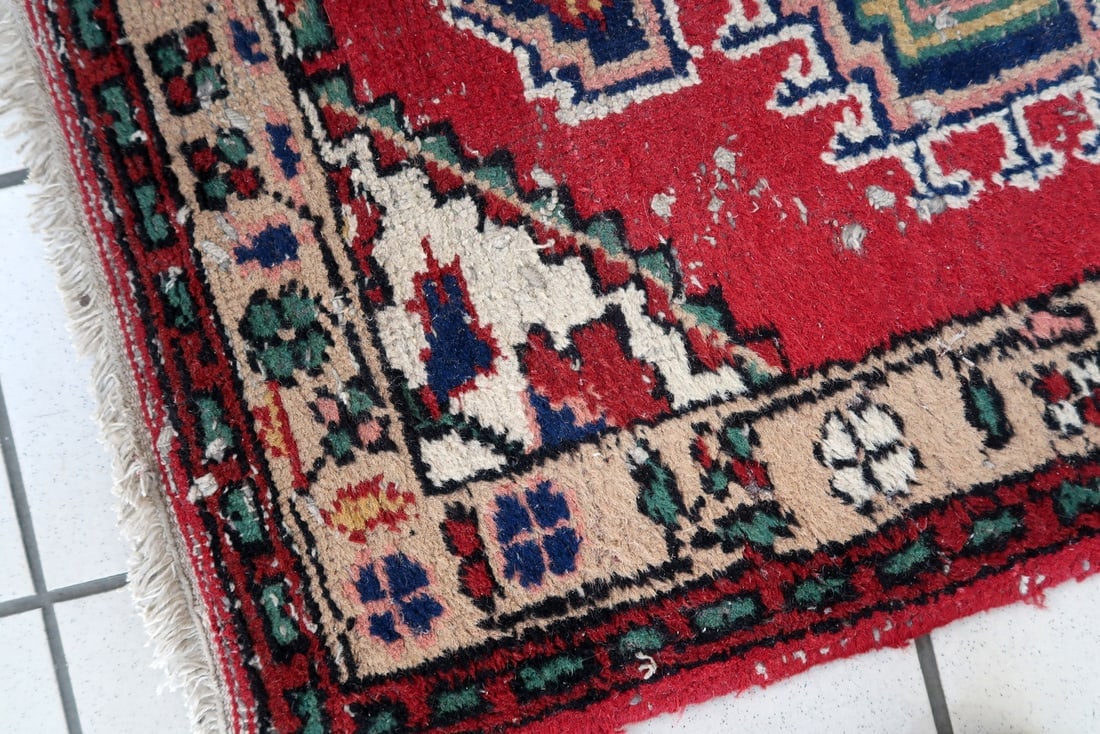 Handmade vintage Persian Hamadan rug 2.1' x 2.9' (65cm x 89cm) 1970s - 7