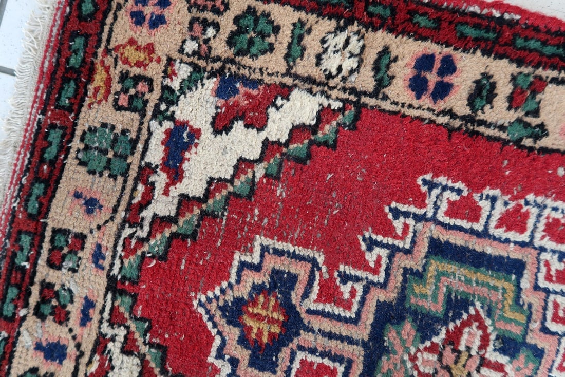 Handmade vintage Persian Hamadan rug 2.1' x 2.9' (65cm x 89cm) 1970s - 8