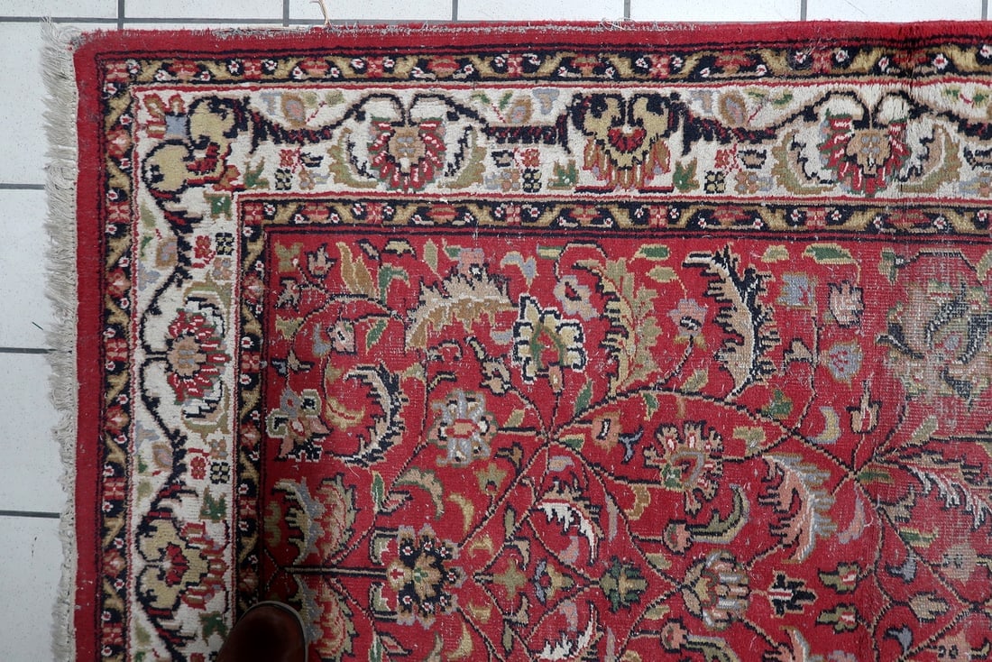 Handmade Vintage Persian Distressed Hamadan Rug 4.2' x 6.2' (128cm x 189cm), 1950s - 3