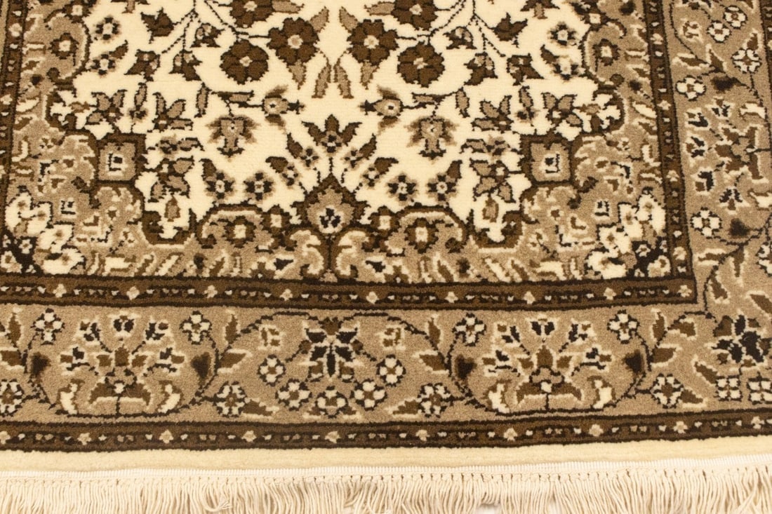 Cream Brown Floral 3X10 Kirman Oriental Runner Rug - 10