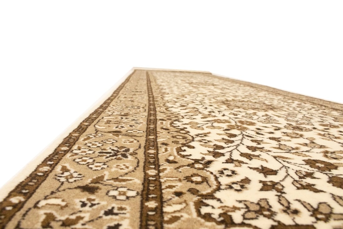 Cream Brown Floral 3X10 Kirman Oriental Runner Rug - 11