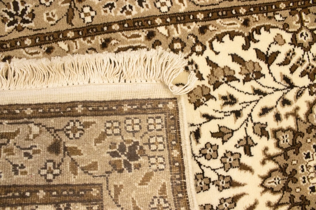 Cream Brown Floral 3X10 Kirman Oriental Runner Rug - 13