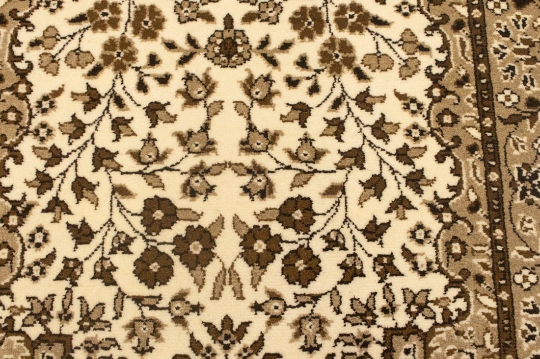 Cream Brown Floral 3X10 Kirman Oriental Runner Rug - 9