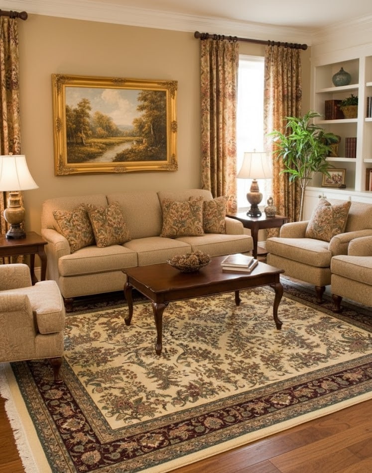 Cream Classic Floral 8X10 Oriental Rug - 2