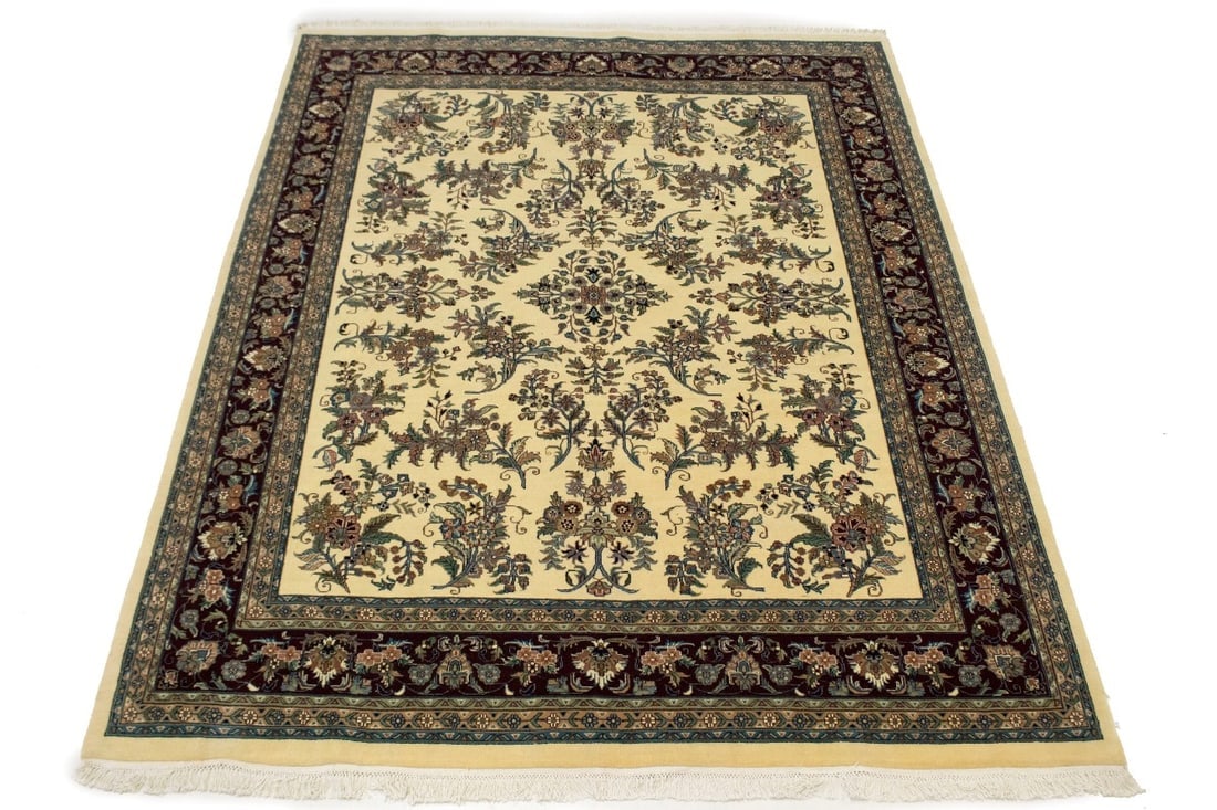 Cream Classic Floral 8X10 Oriental Rug - 3