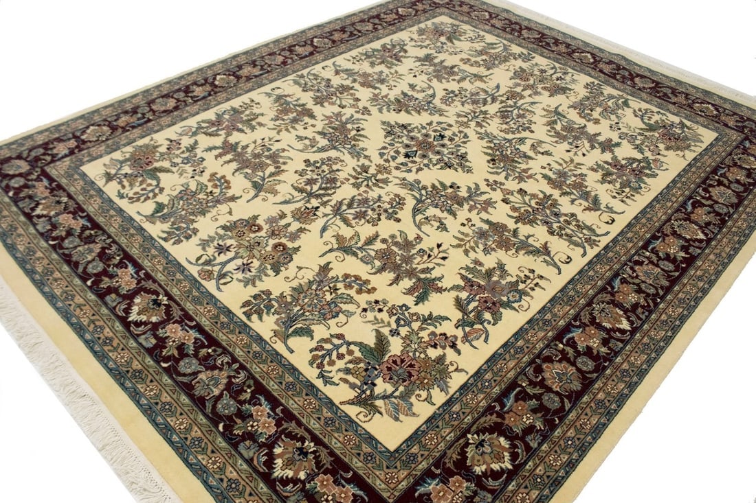 Cream Classic Floral 8X10 Oriental Rug - 5