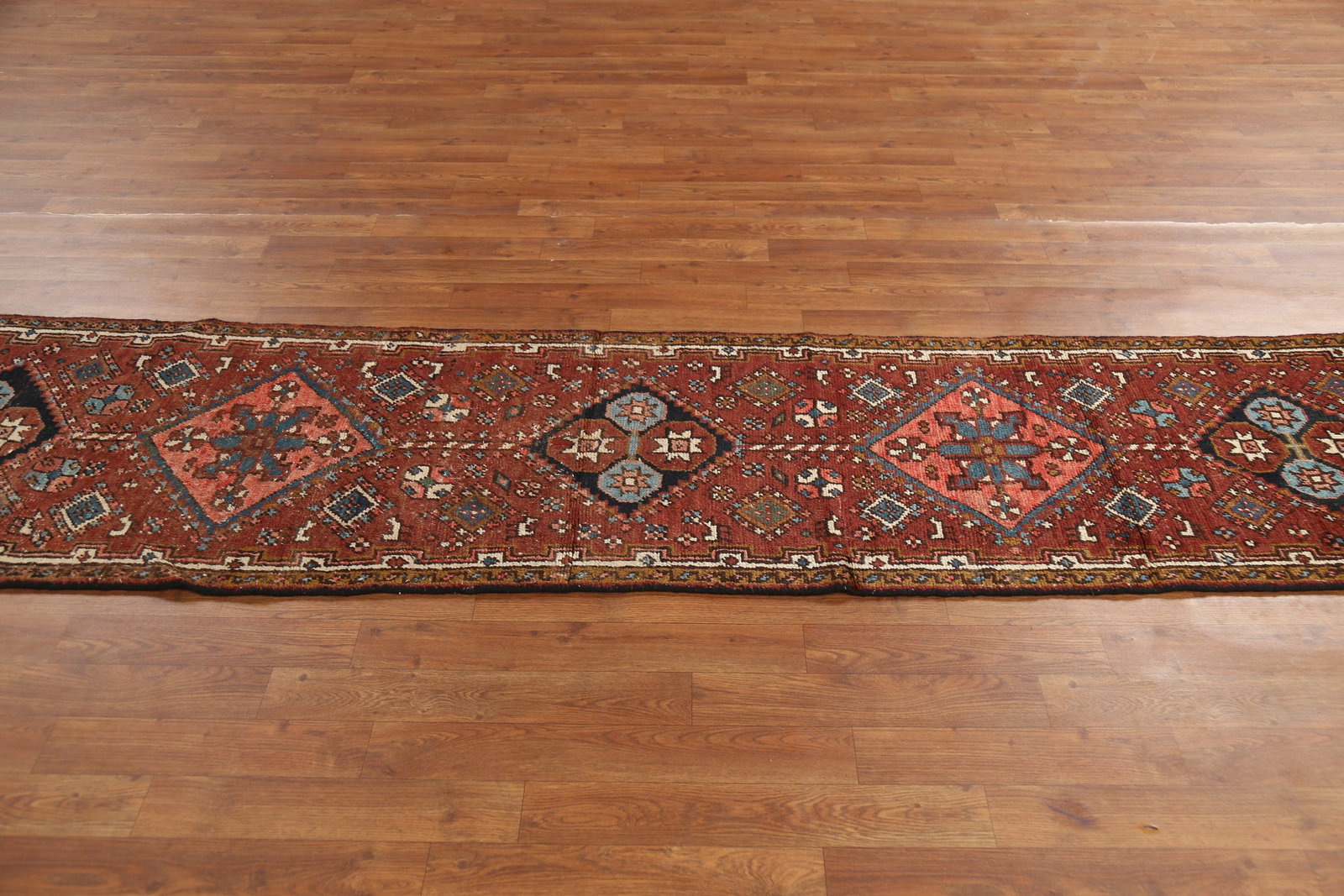 Pre-1900 Vegetable Dye Heriz Serapi Persian Runner Rug 2x11 - 16